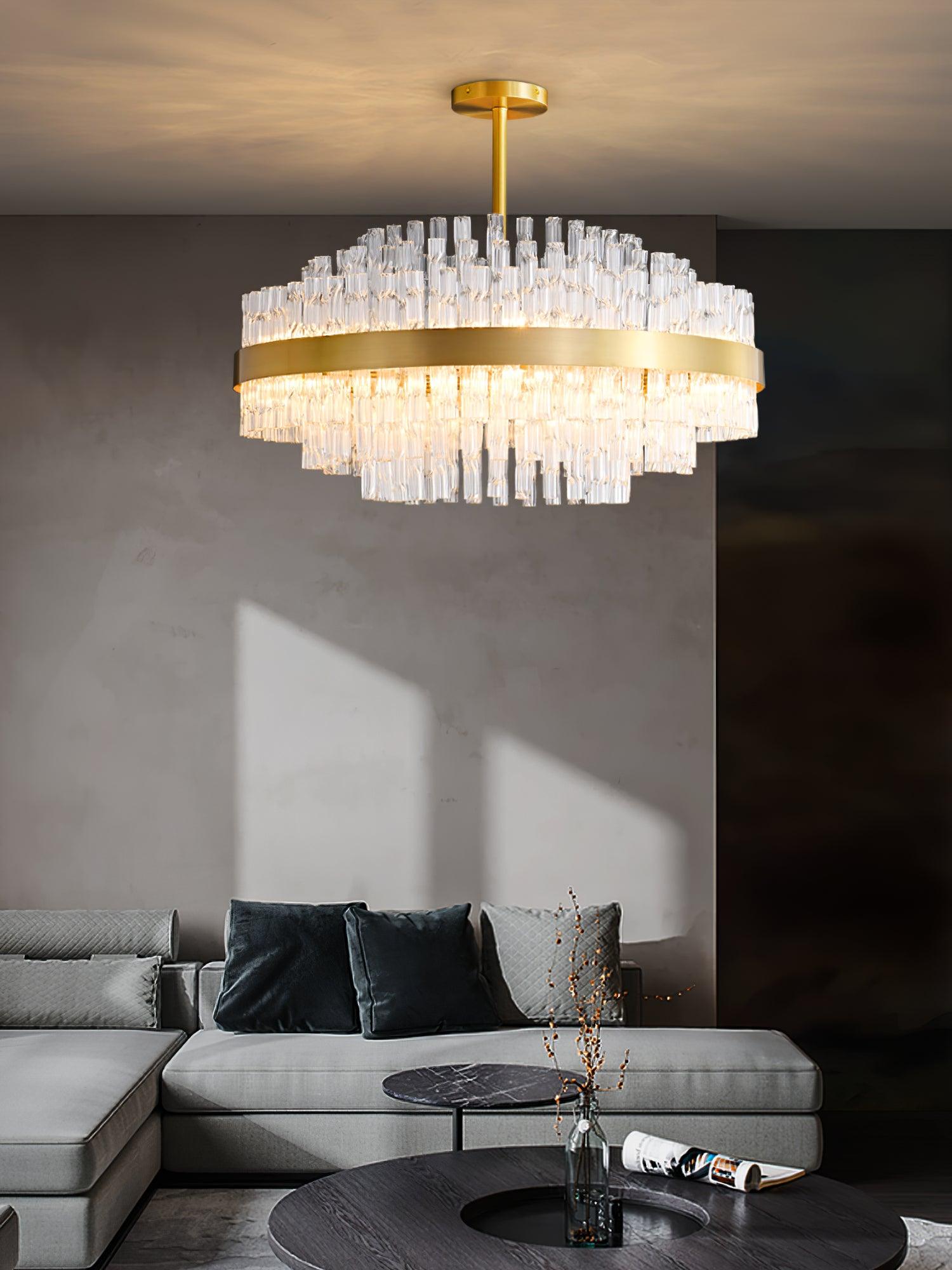 Gold & Clear Rod Chandelier - Lamp Outdoor