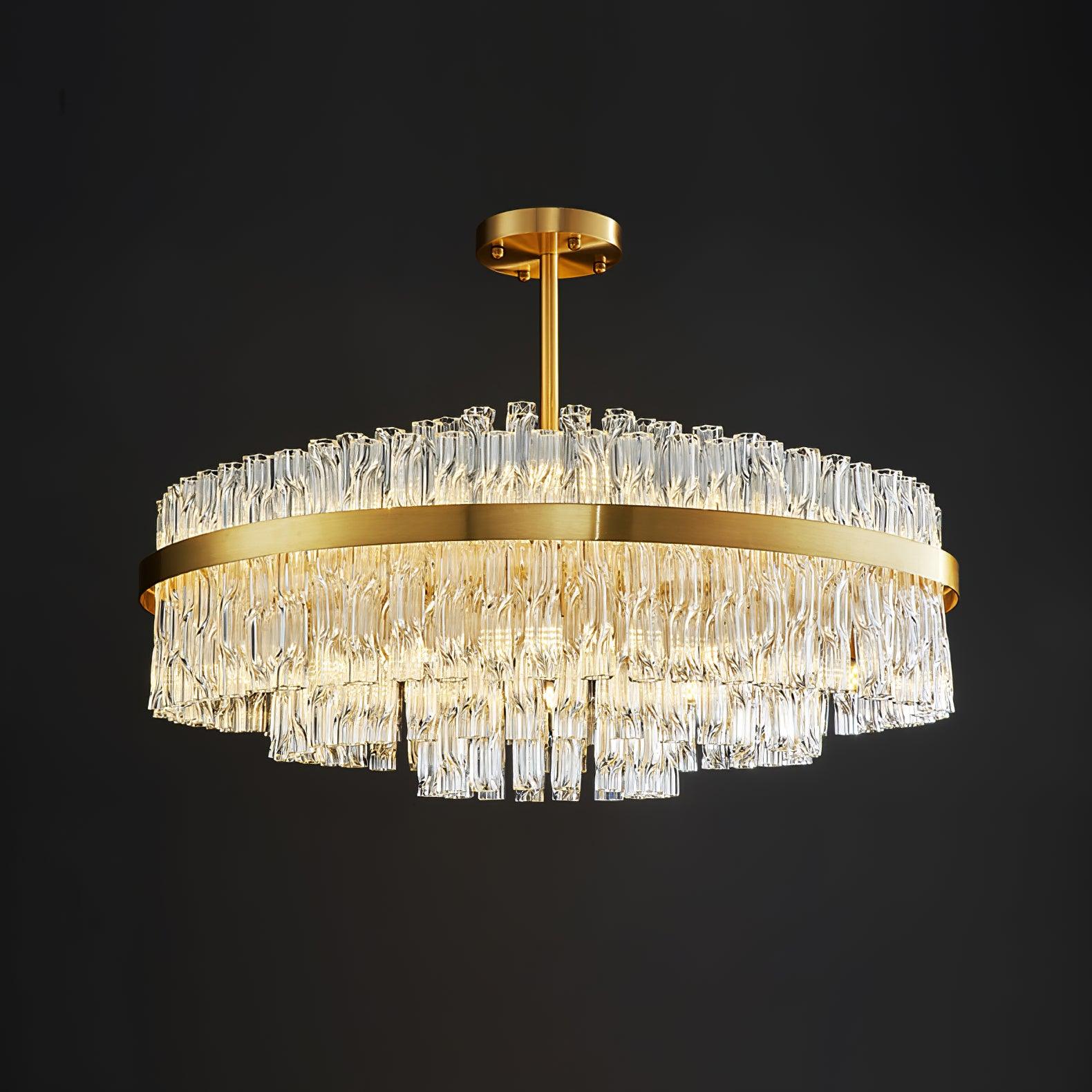 Gold & Clear Rod Chandelier - Lamp Outdoor