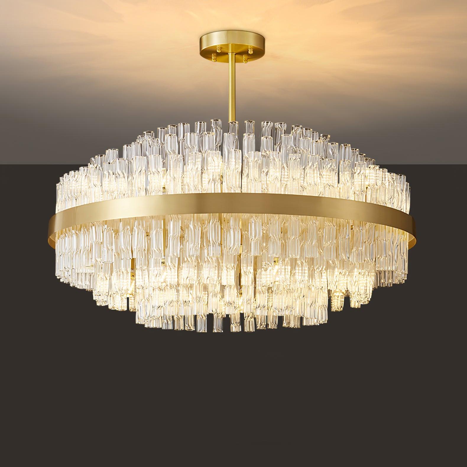 Gold & Clear Rod Chandelier - Lamp Outdoor