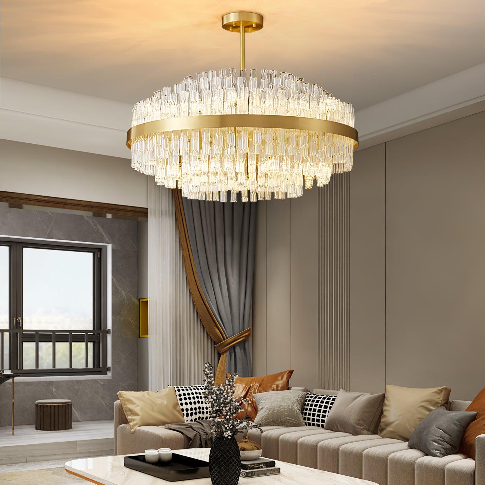 Gold & Clear Rod Chandelier - Lamp Outdoor