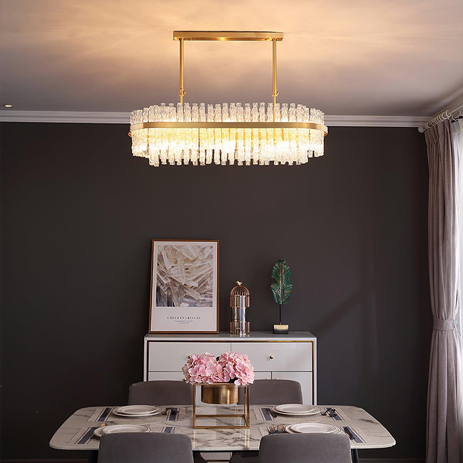 Gold & Clear Rod Chandelier - Lamp Outdoor
