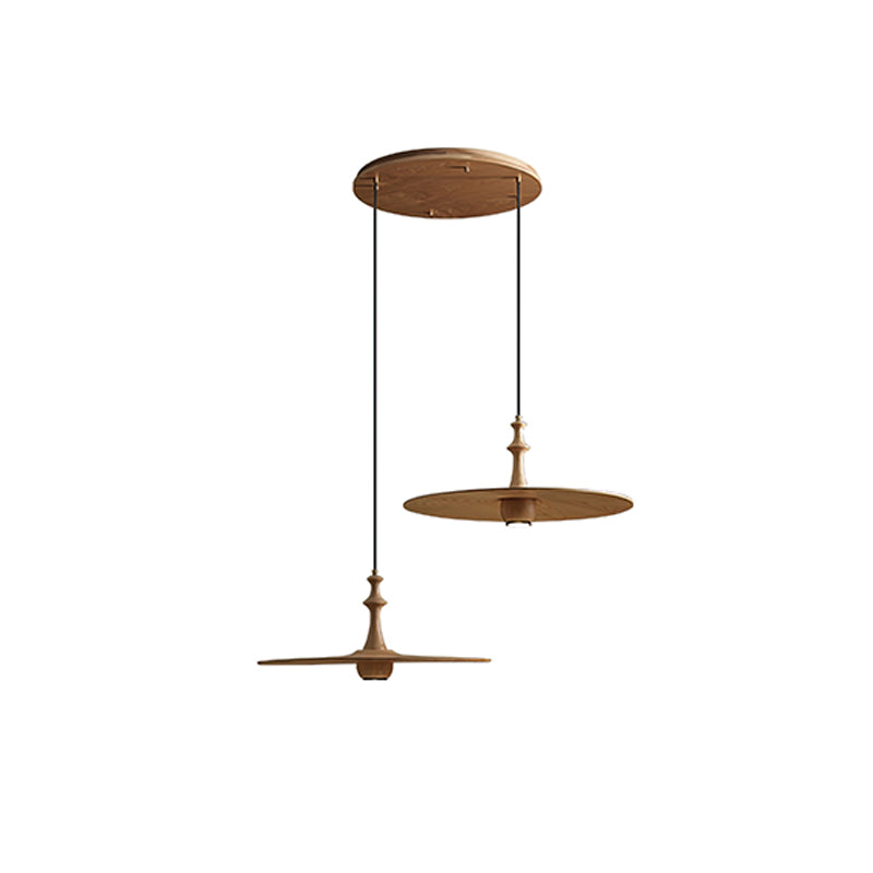 Syrinyra Sculptural Wood Disc Pendant Light - Lamp Outdoor