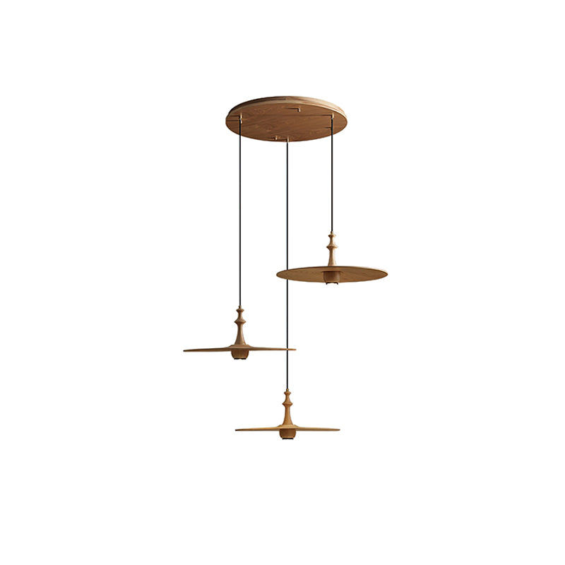 Syrinyra Sculptural Wood Disc Pendant Light - Lamp Outdoor