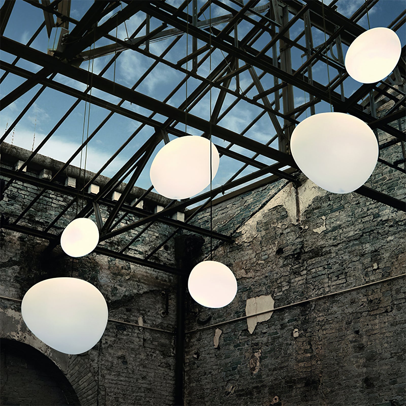 Gregg Stone Shape Glass Pendant Light - Lamp Outdoor