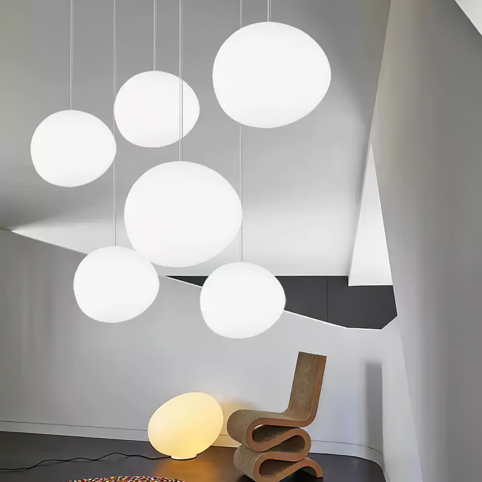 Gregg Stone Shape Glass Pendant Light - Lamp Outdoor