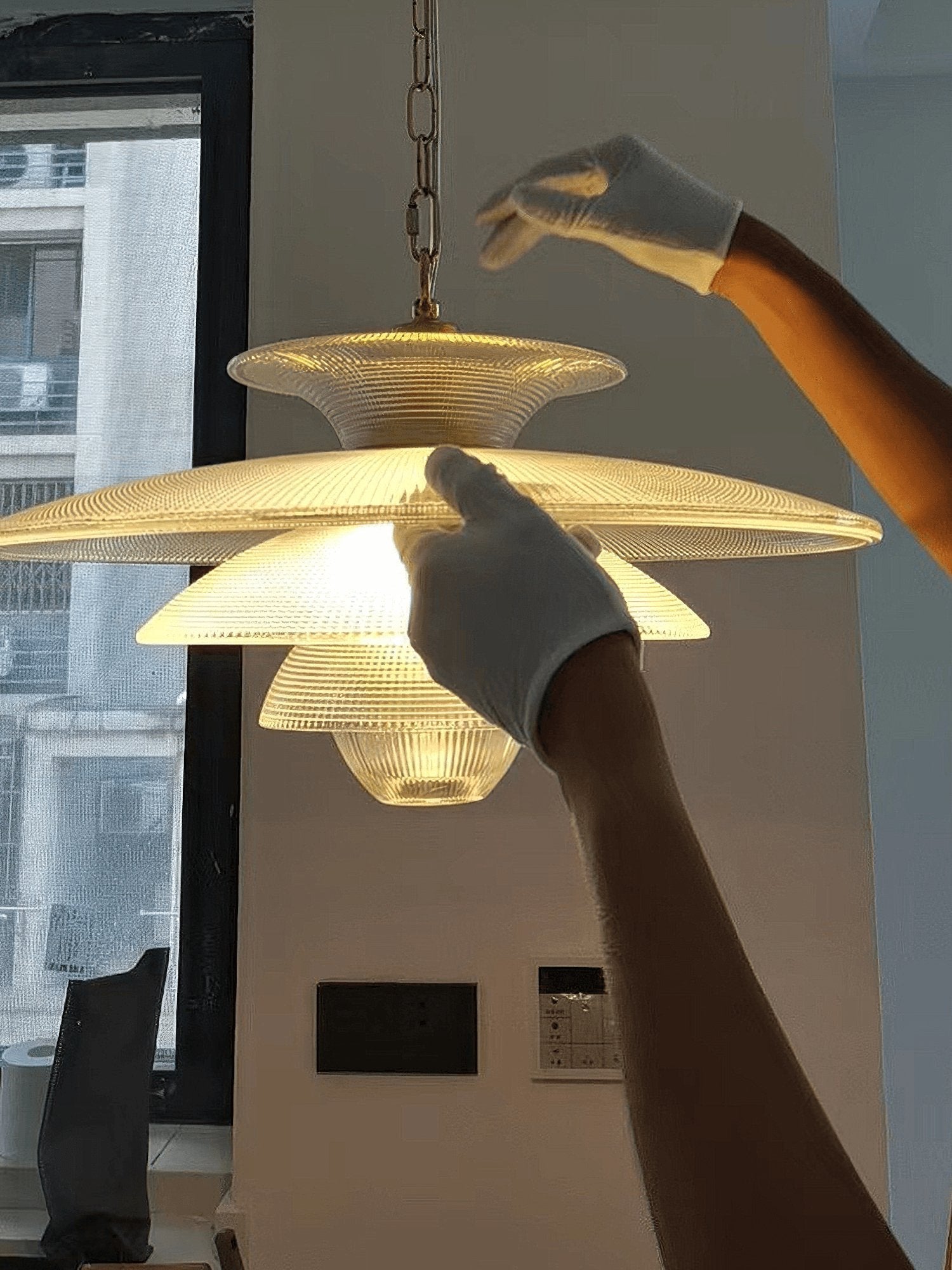 Grid Glass Pendant Light - Lamp Outdoor