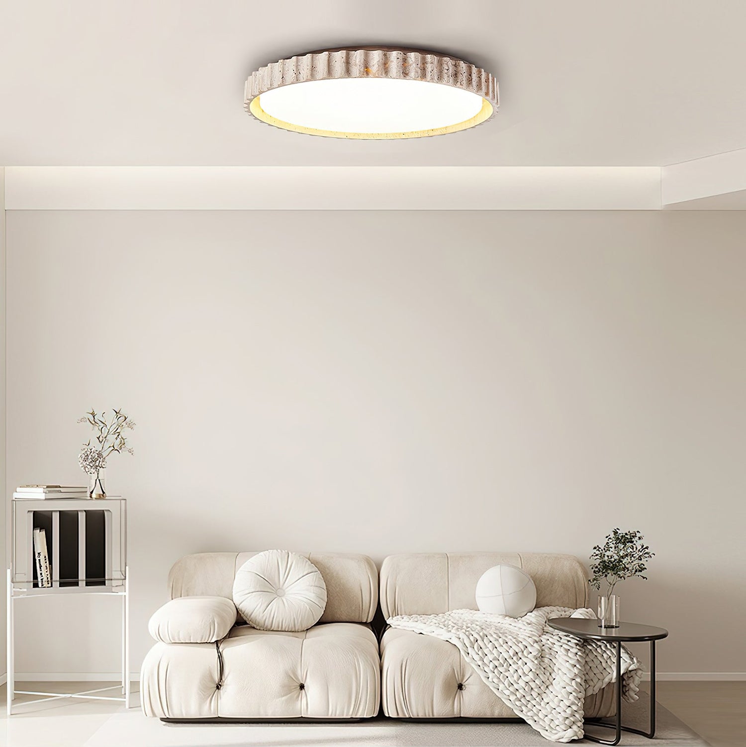 Grove Minimalist Travertine Ceiling Light