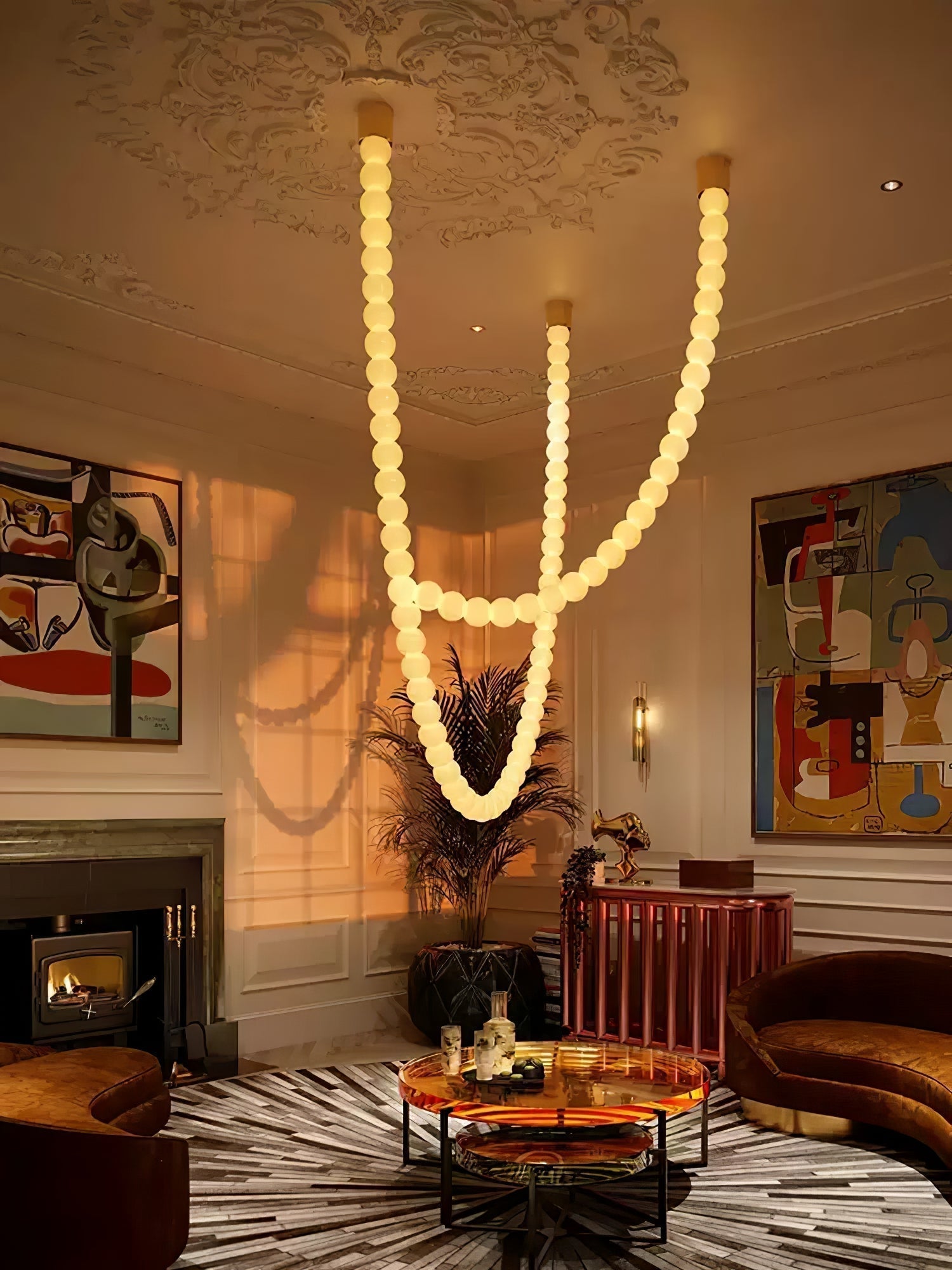 PearlCascade Glass Bead Chandelier - Lamp Outdoor