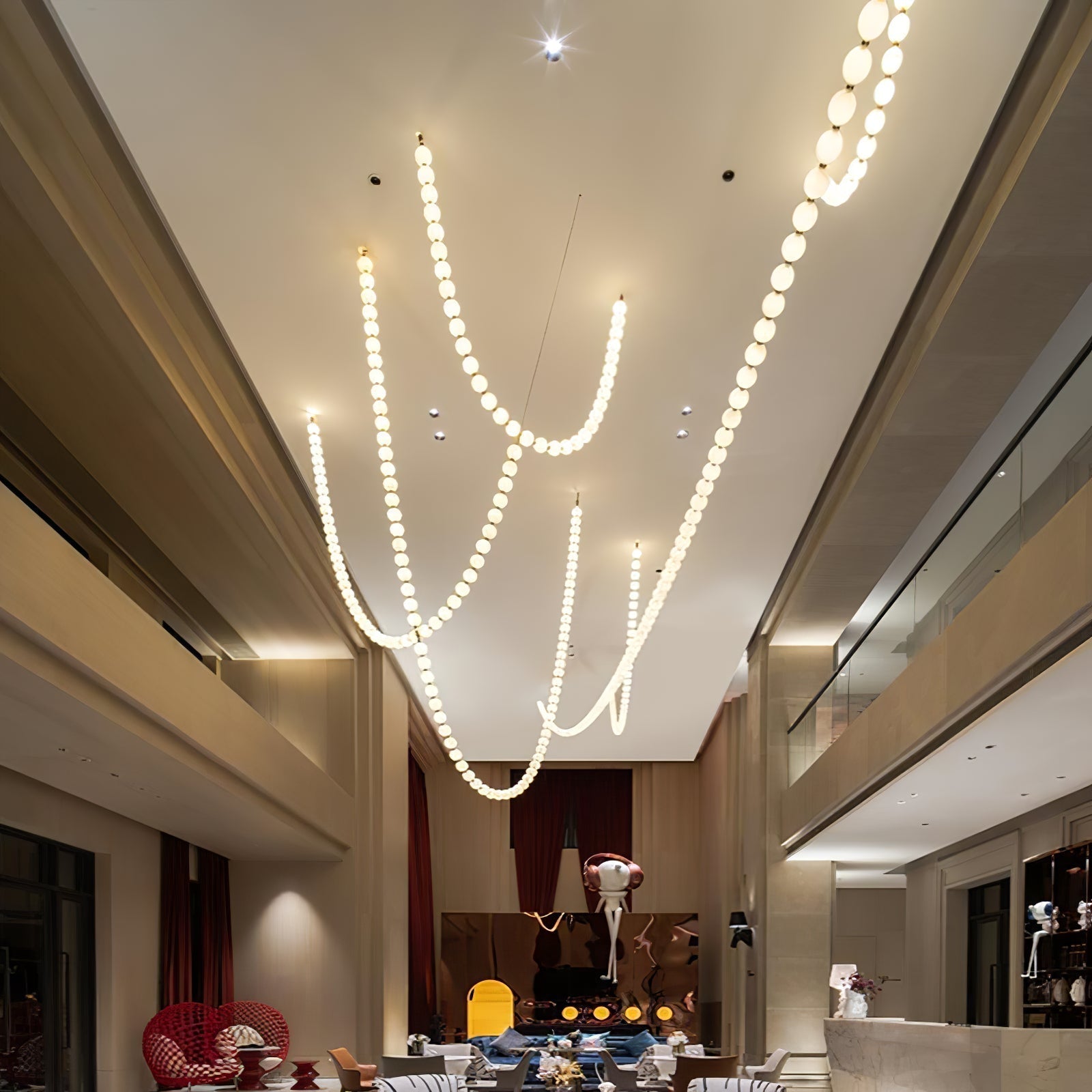 PearlCascade Glass Bead Chandelier - Lamp Outdoor