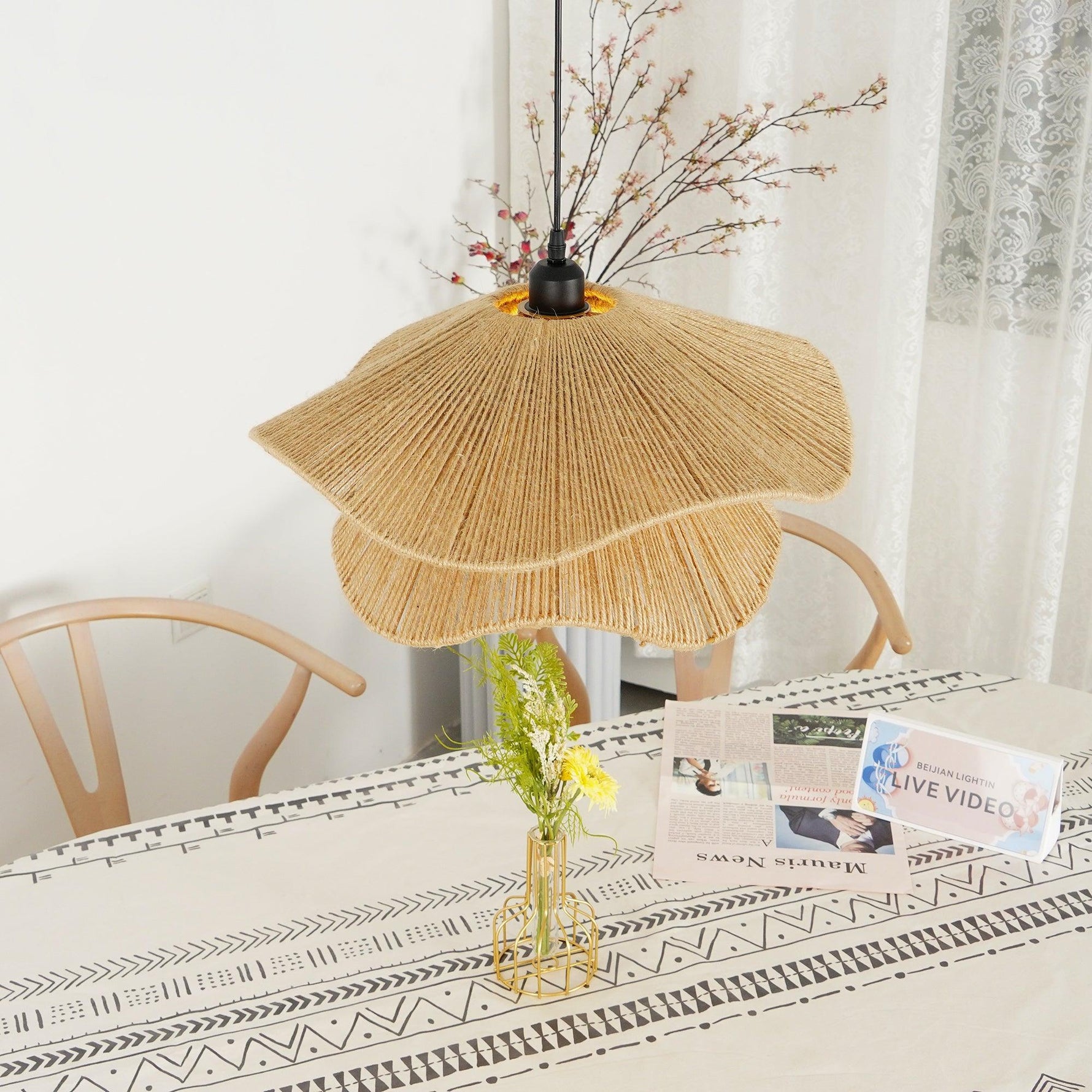 Handmade Straw Hat Pendant Lamp - Lamp Outdoor