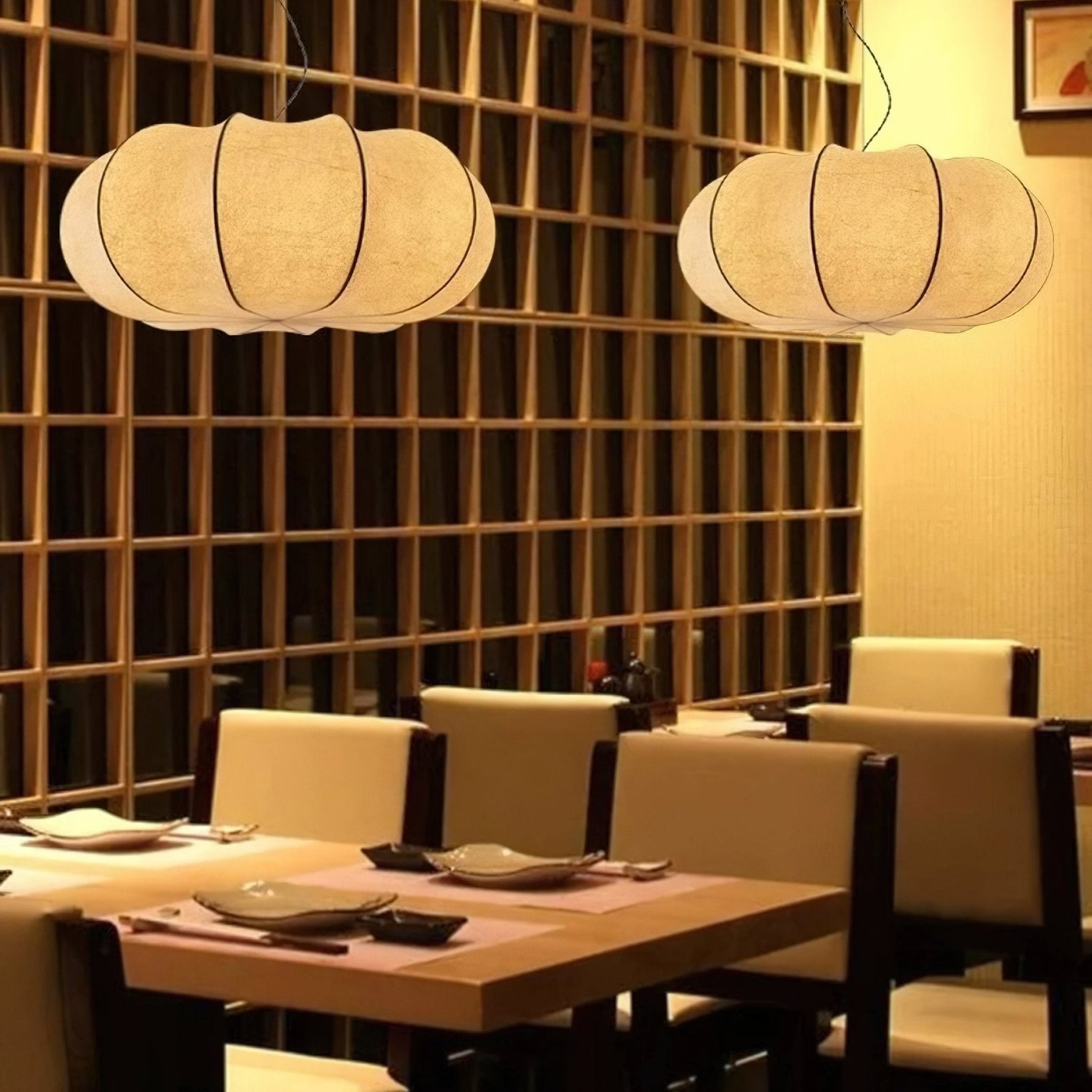 Oblate Silk Pendant Lamp - Lamp Outdoor