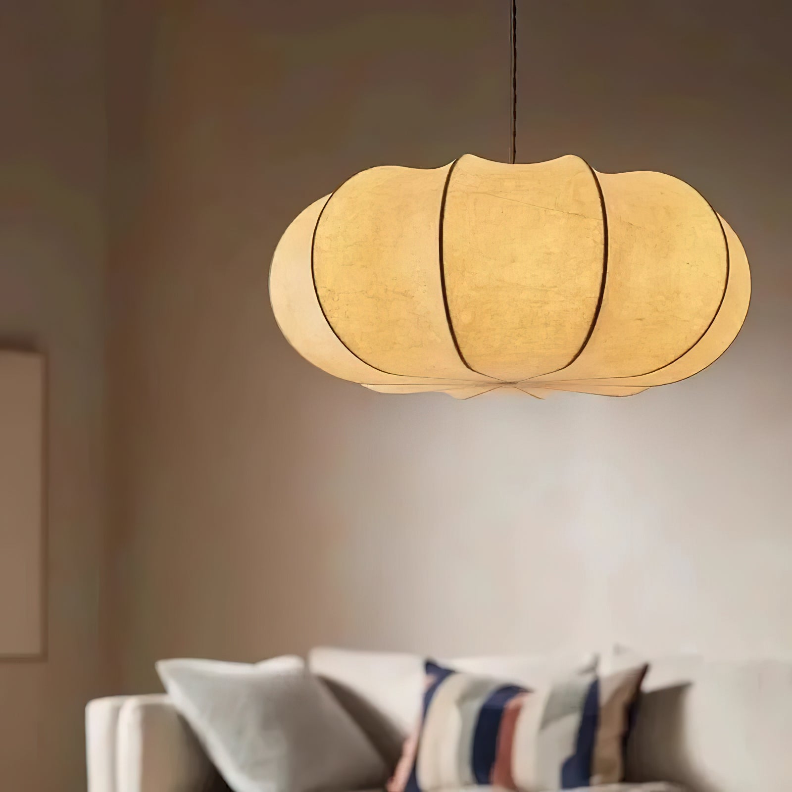 Oblate Silk Pendant Lamp - Lamp Outdoor