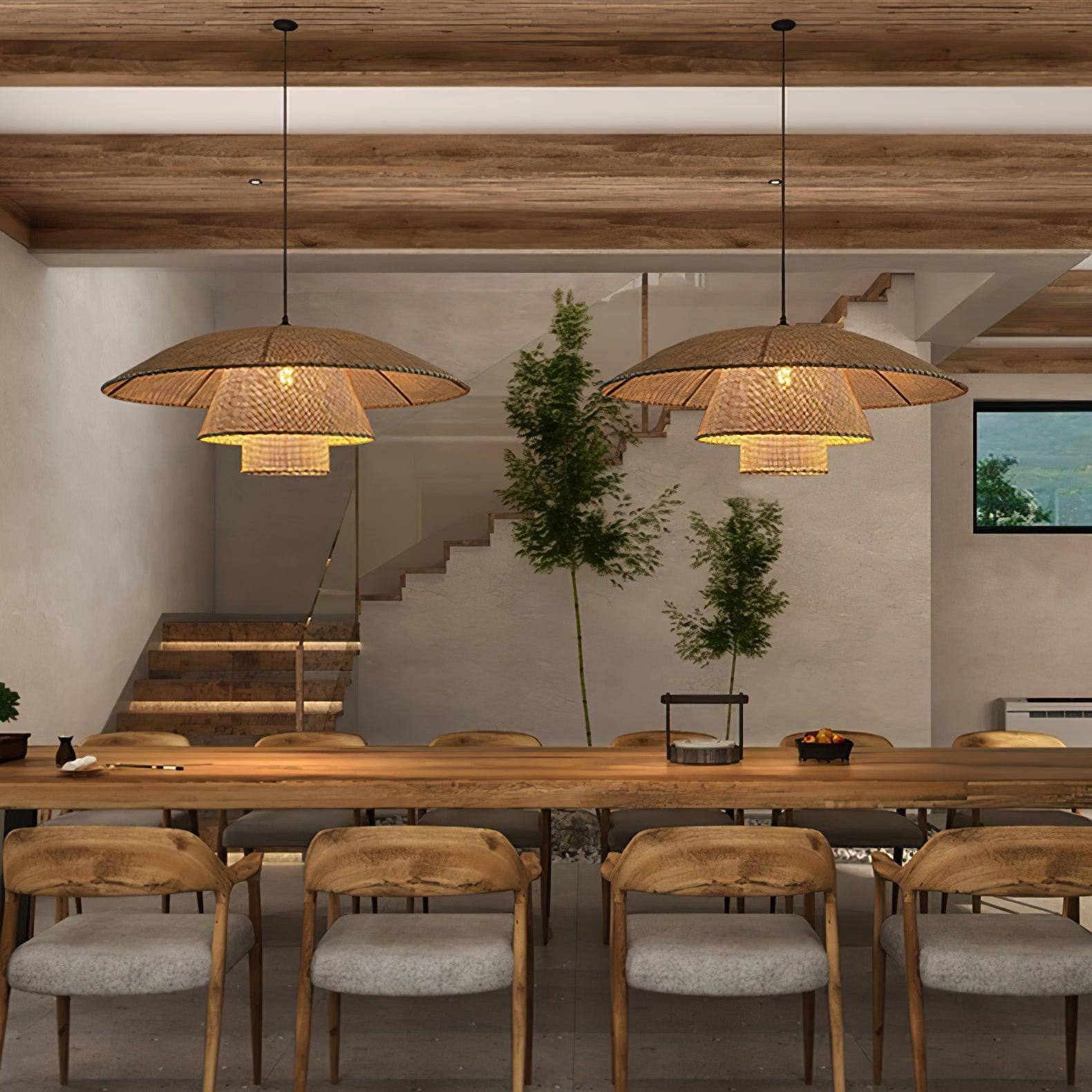 Hat Weave Rattan Pendant Lamp - Lamp Outdoor