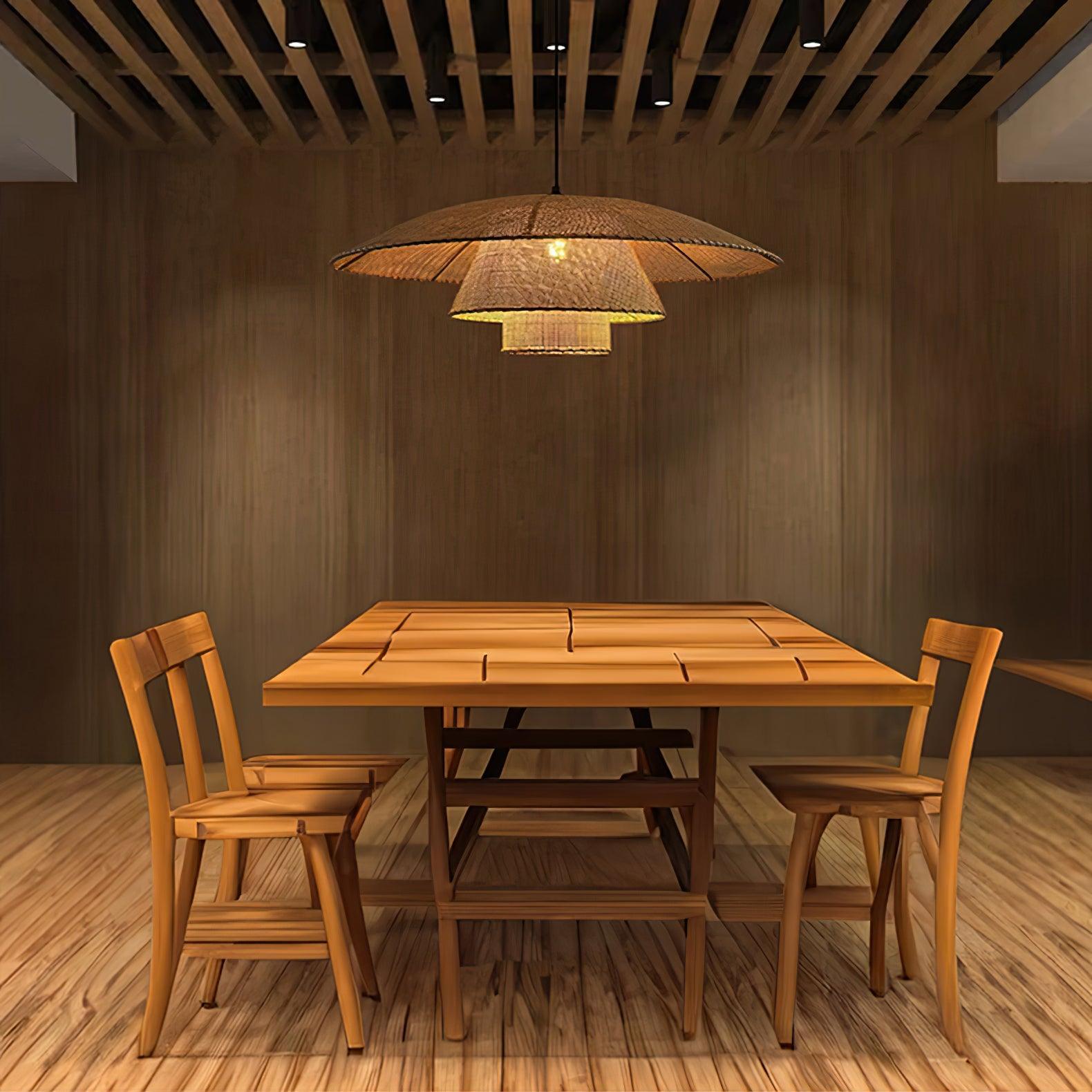 Hat Weave Rattan Pendant Lamp - Lamp Outdoor