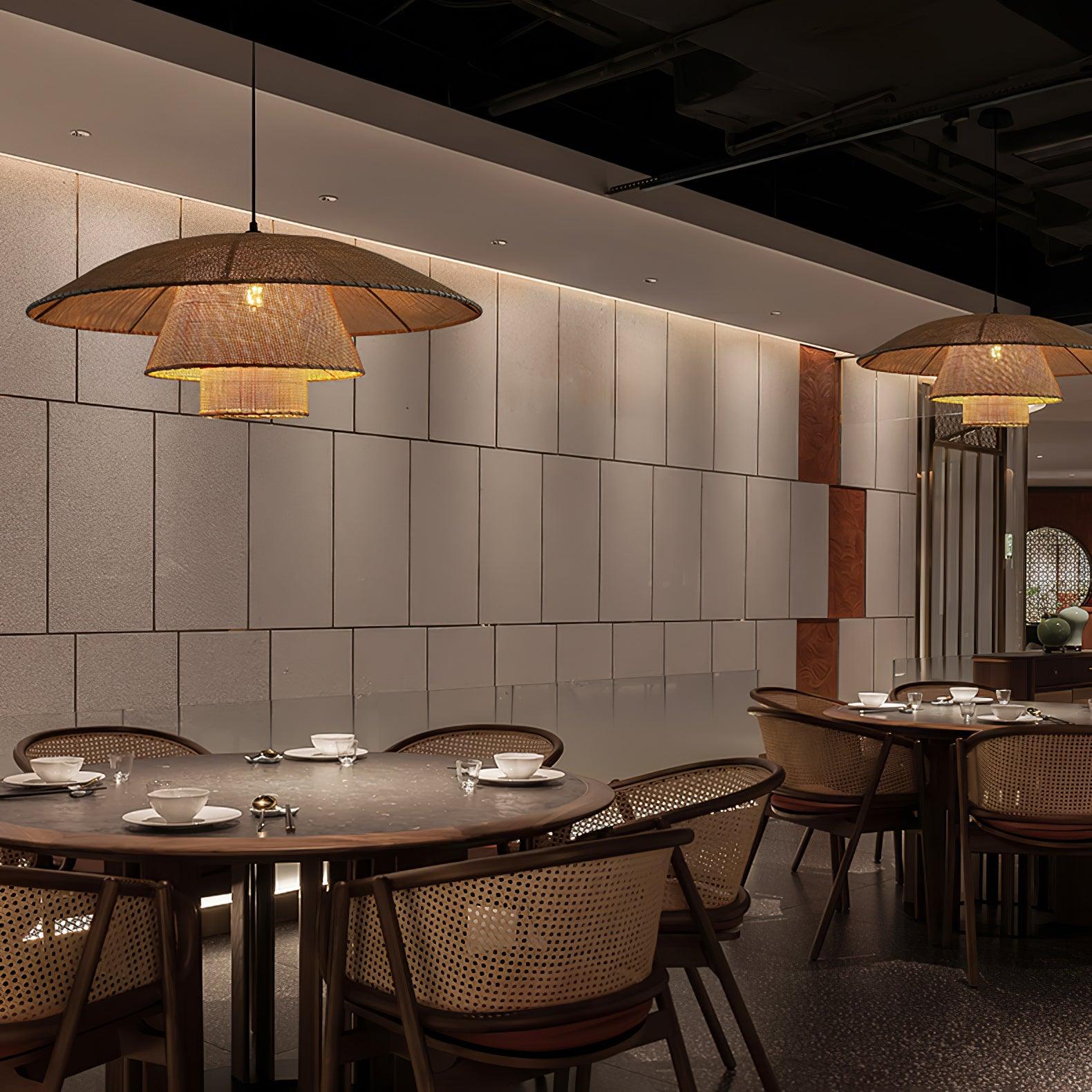 Hat Weave Rattan Pendant Lamp - Lamp Outdoor