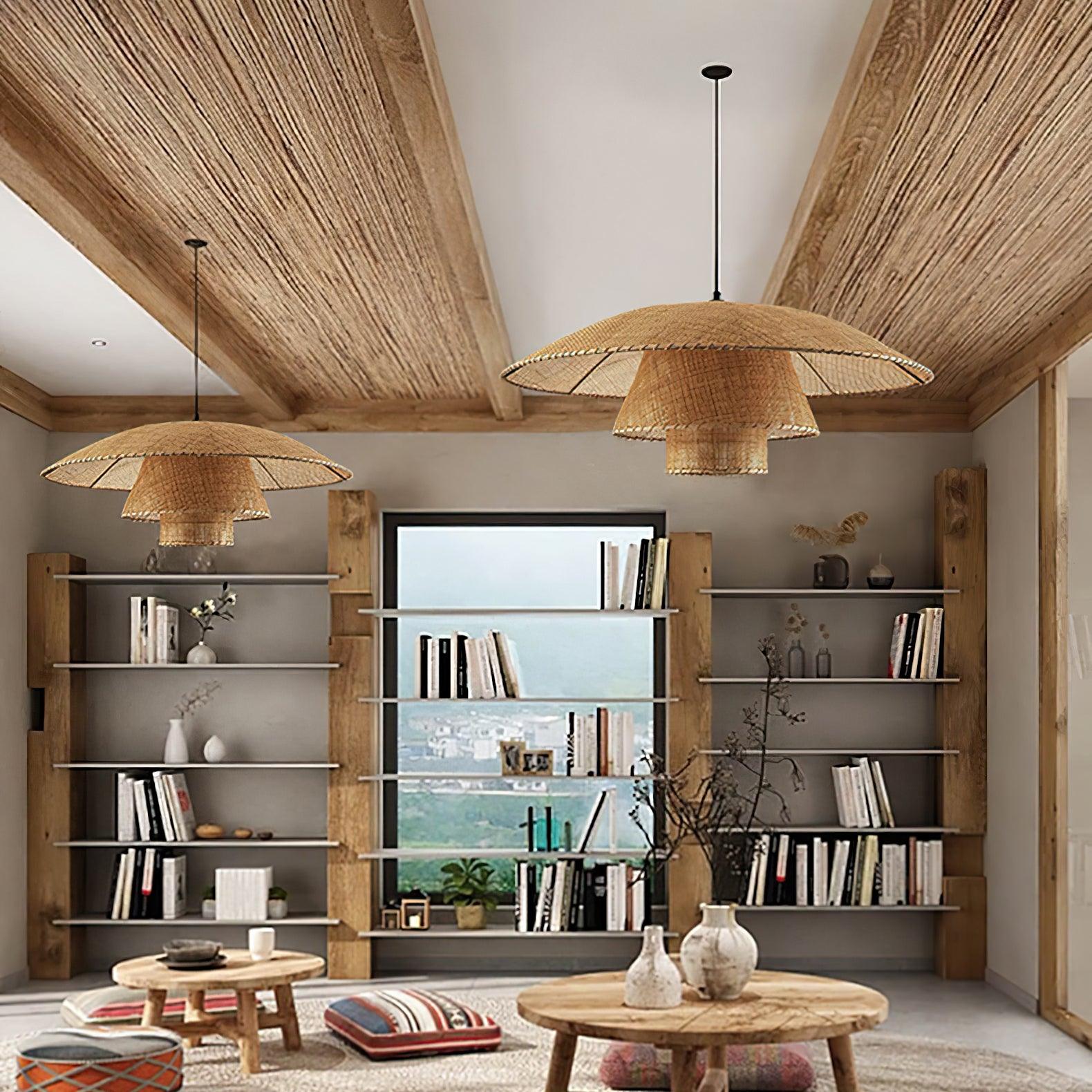 Hat Weave Rattan Pendant Lamp - Lamp Outdoor