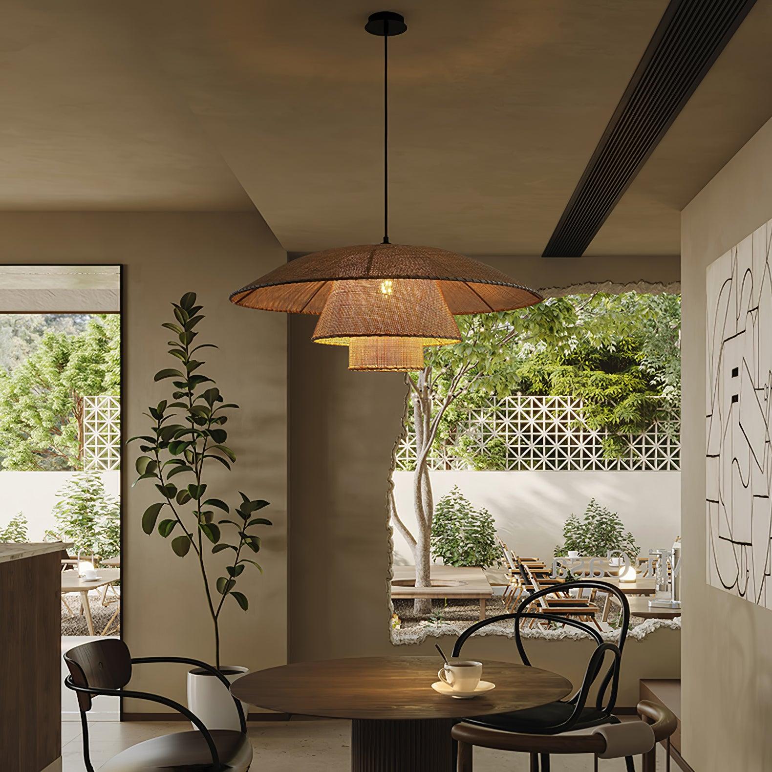 Hat Weave Rattan Pendant Lamp - Lamp Outdoor