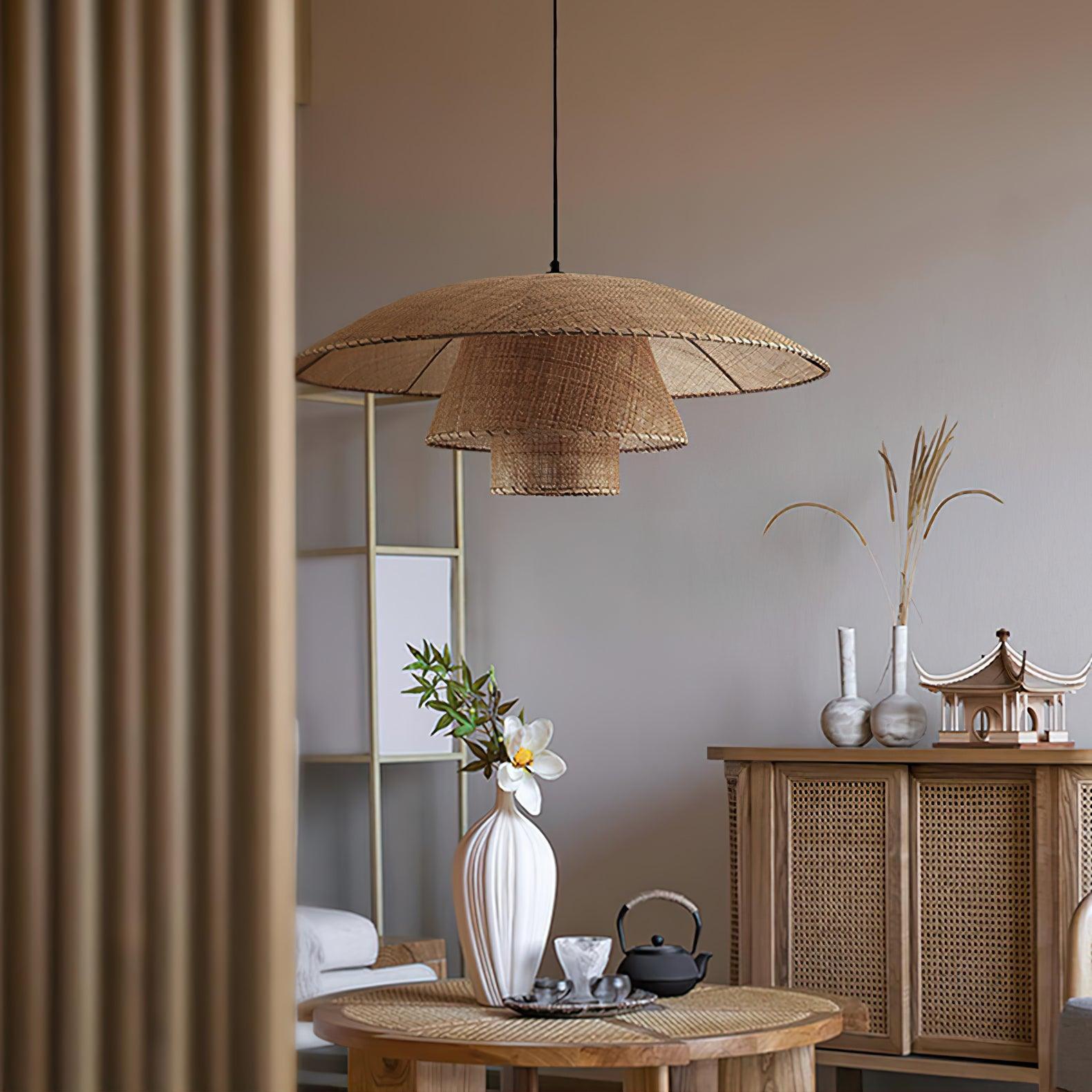 Hat Weave Rattan Pendant Lamp - Lamp Outdoor