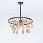 Hemp Rope Industrial Six Head Chandelier - Lamp Outdoor