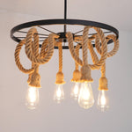 Hemp Rope Industrial Six Head Chandelier - Lamp Outdoor