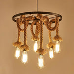 Hemp Rope Industrial Six Head Chandelier - Lamp Outdoor