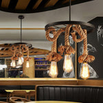 Hemp Rope Industrial Six Head Chandelier - Lamp Outdoor