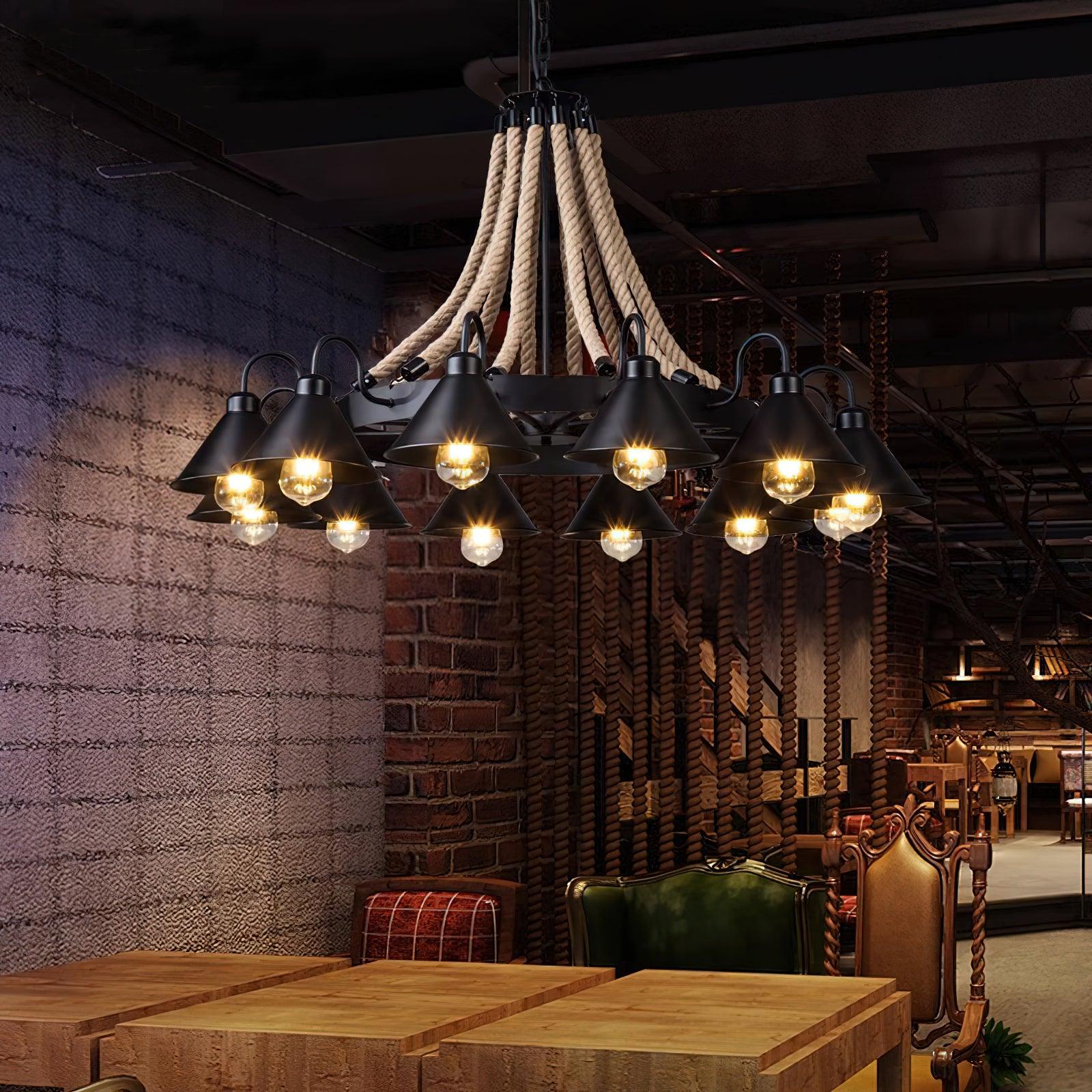 Aiden Industrial Metal Chandelier - Lamp Outdoor