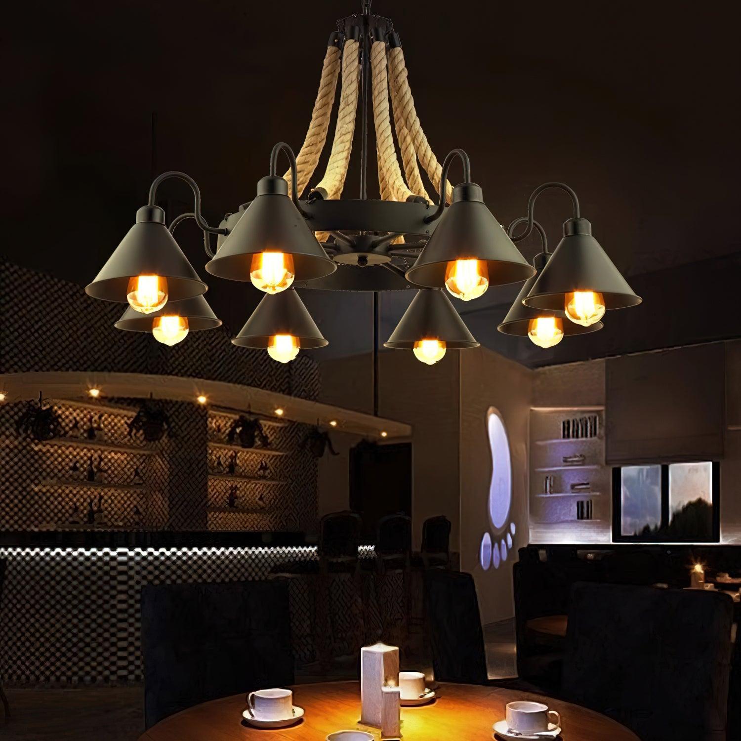 Aiden Industrial Metal Chandelier - Lamp Outdoor