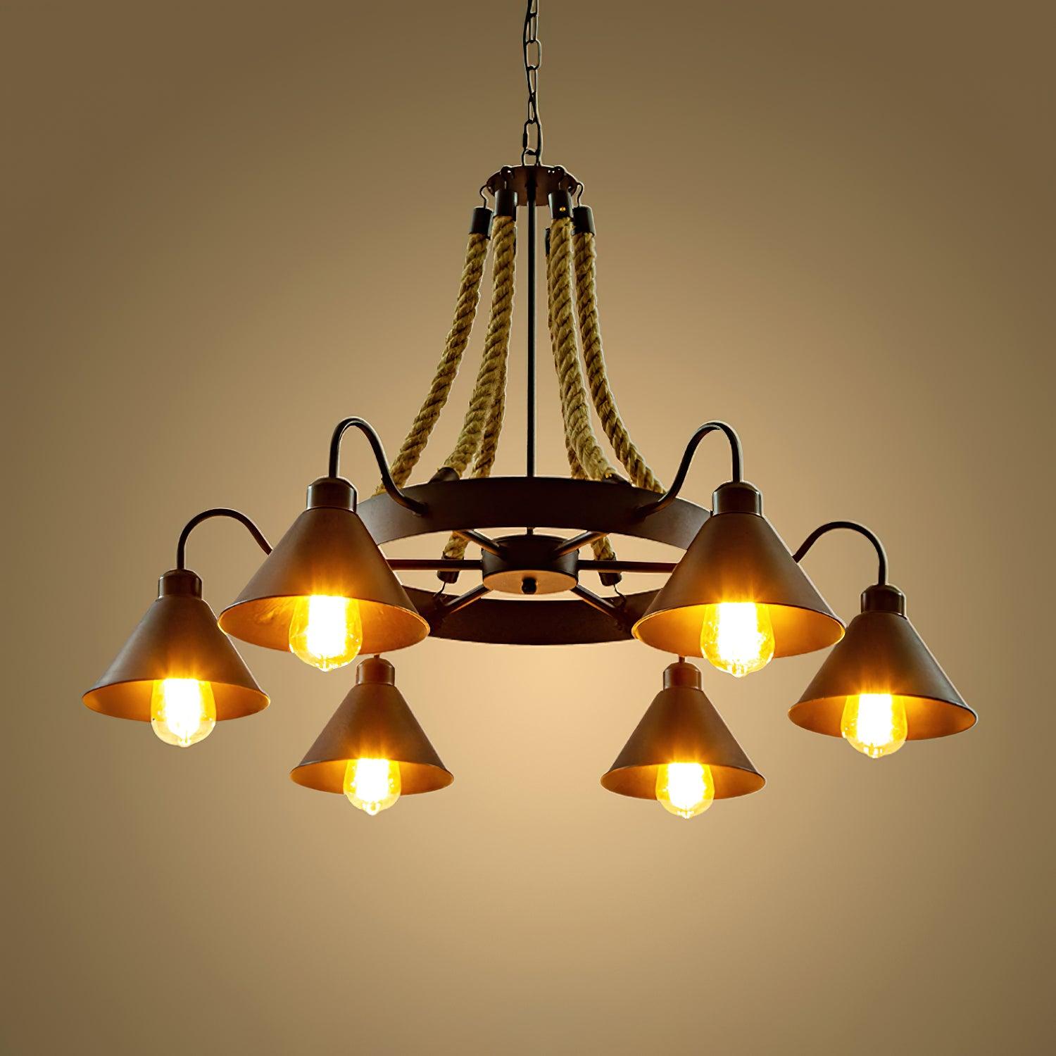 Aiden Industrial Metal Chandelier - Lamp Outdoor