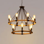 Hemp Rope Industrial Large Circle Chandelier - Lamp Outdoor