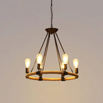 Hemp Rope Industrial Large Circle Chandelier - Lamp Outdoor