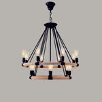 Hemp Rope Industrial Large Circle Chandelier - Lamp Outdoor