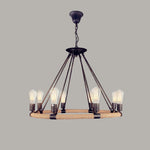 Hemp Rope Industrial Large Circle Chandelier - Lamp Outdoor