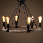 Hemp Rope Industrial Large Circle Chandelier - Lamp Outdoor
