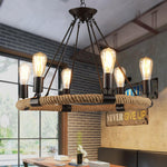 Hemp Rope Industrial Large Circle Chandelier - Lamp Outdoor