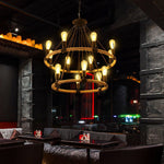 Hemp Rope Industrial Large Circle Chandelier - Lamp Outdoor