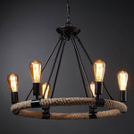 Hemp Rope Industrial Large Circle Chandelier - Lamp Outdoor