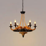 Hemp Rope Industrial Large Wheel Chandelier - Lamp Outdoor