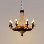 Hemp Rope Industrial Large Wheel Chandelier - Lamp Outdoor