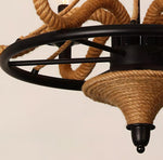 Hemp Rope Industrial Large Wheel Chandelier - Lamp Outdoor