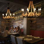 Hemp Rope Industrial Large Wheel Chandelier - Lamp Outdoor