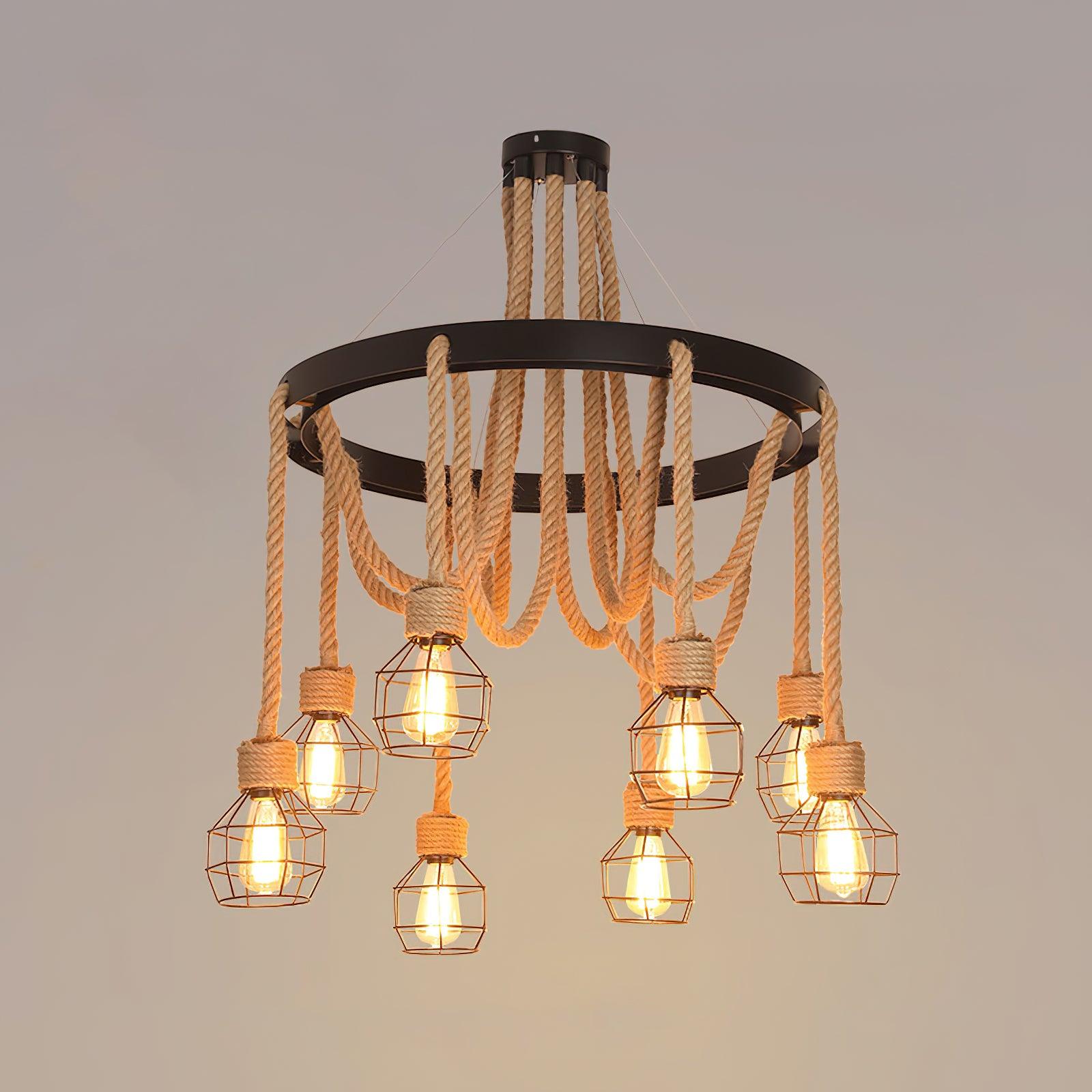 Hemp Rope Industrial Starfall Chandelier - Lamp Outdoor