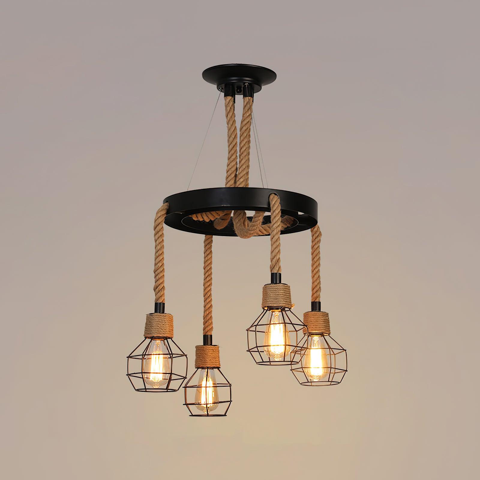 Hemp Rope Industrial Starfall Chandelier - Lamp Outdoor