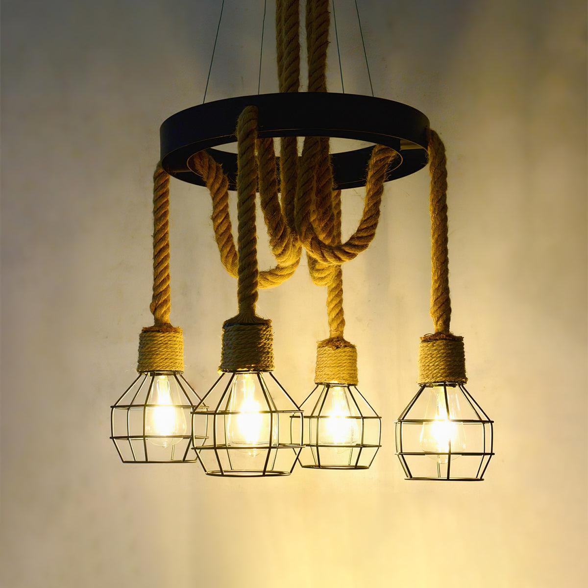Hemp Rope Industrial Starfall Chandelier - Lamp Outdoor