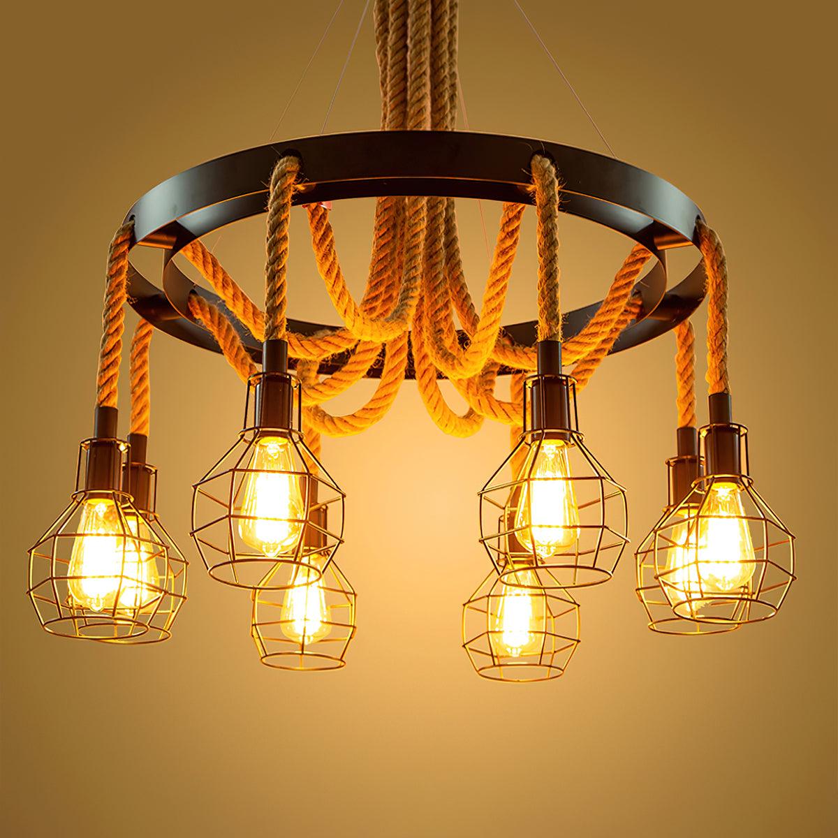 Hemp Rope Industrial Starfall Chandelier - Lamp Outdoor
