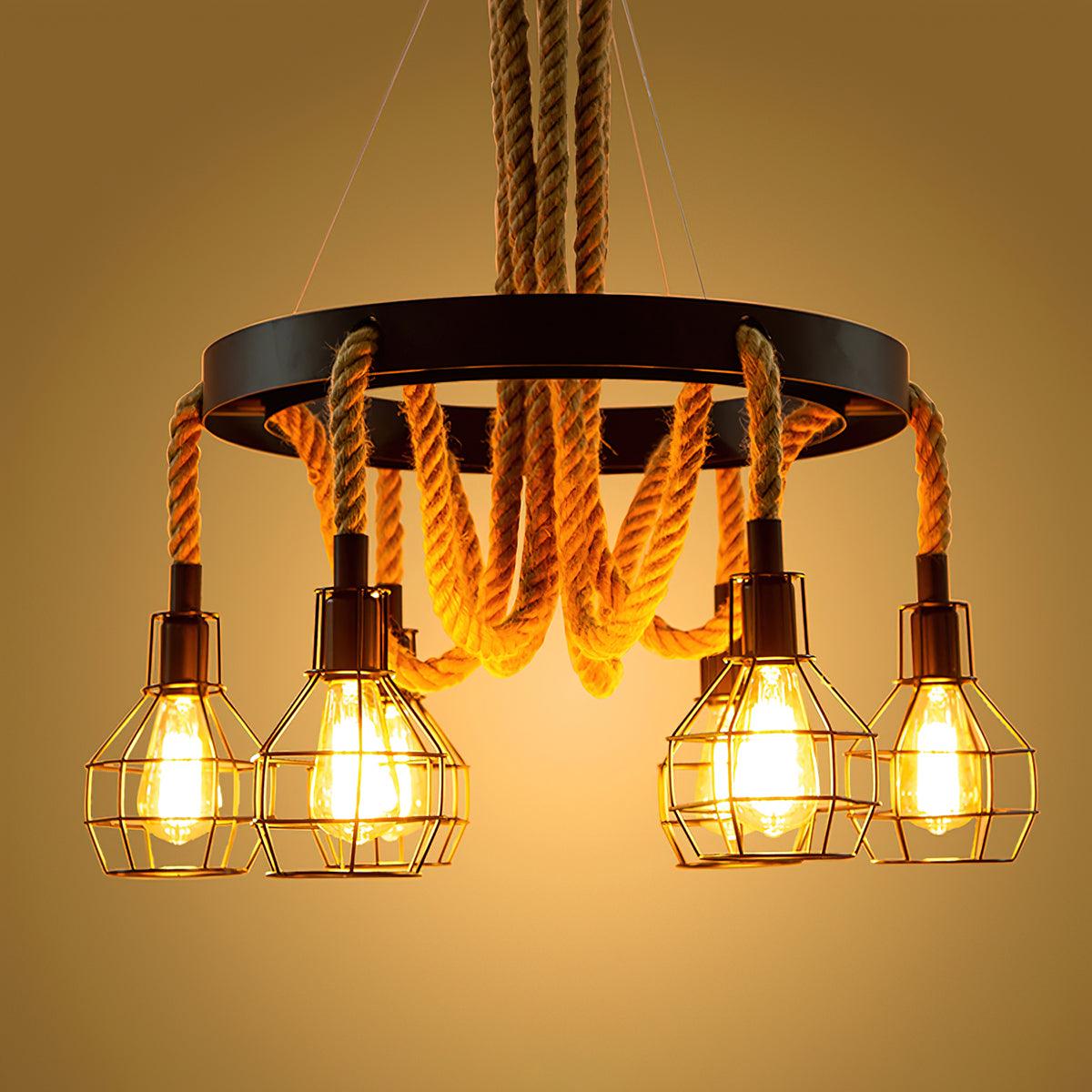 Hemp Rope Industrial Starfall Chandelier - Lamp Outdoor