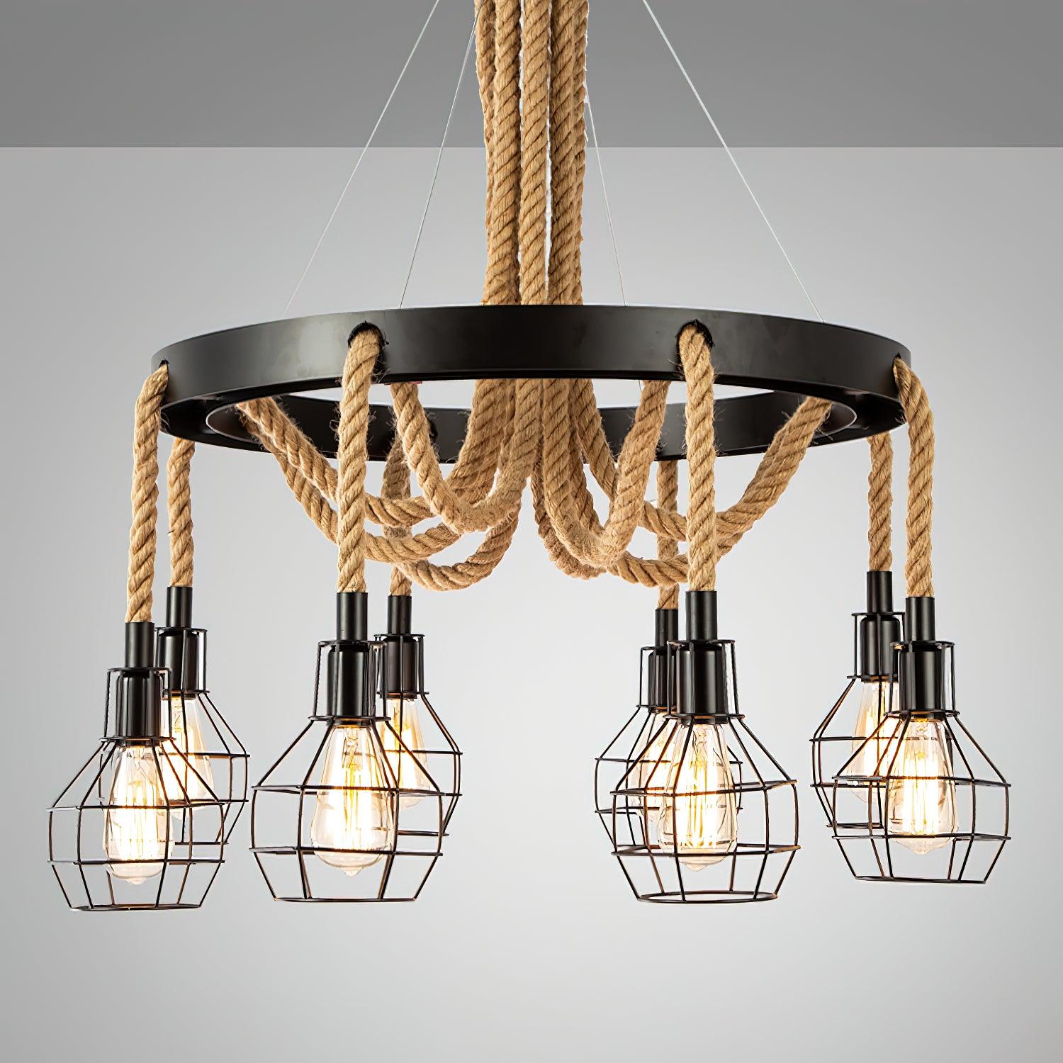 Hemp Rope Industrial Starfall Chandelier - Lamp Outdoor