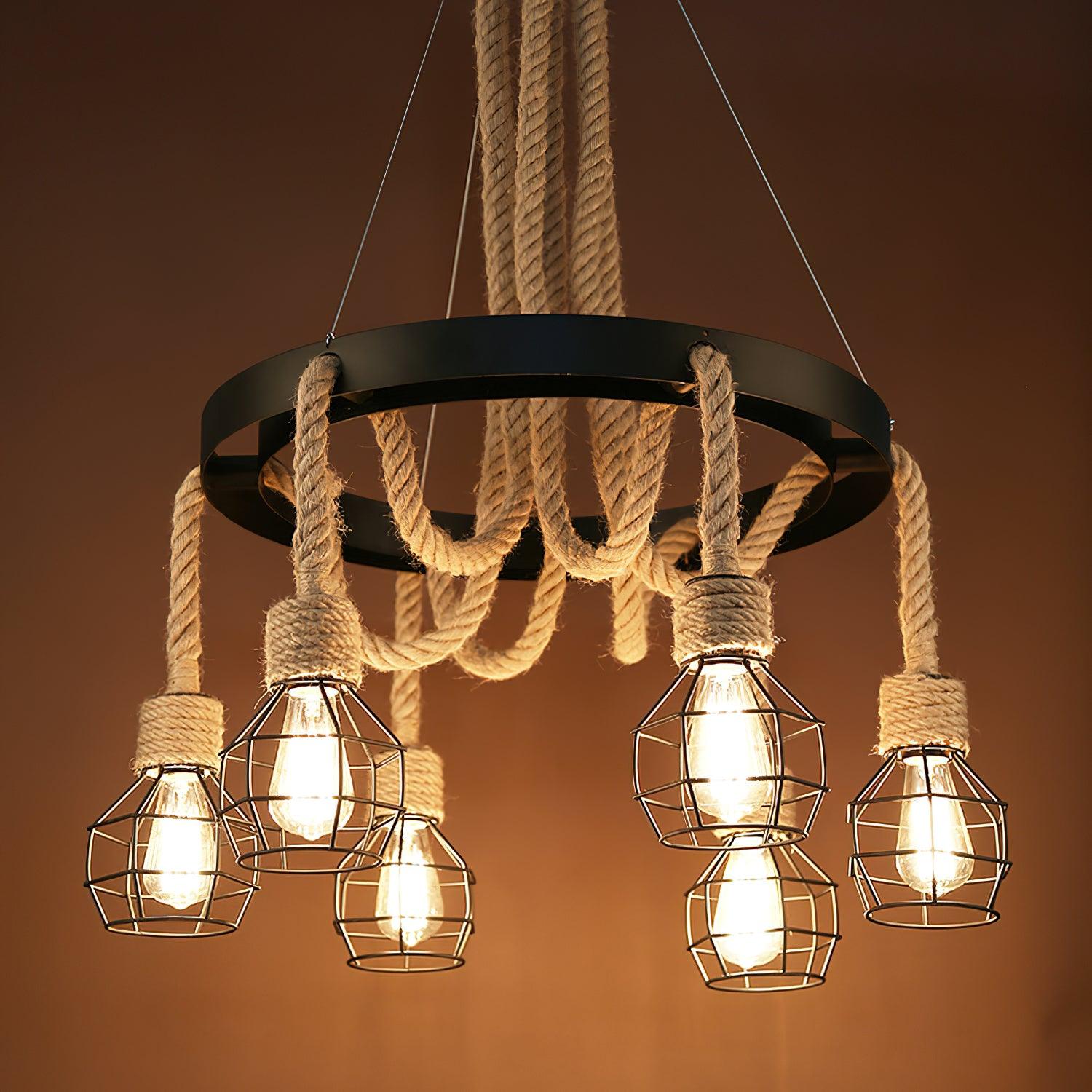 Hemp Rope Industrial Starfall Chandelier - Lamp Outdoor