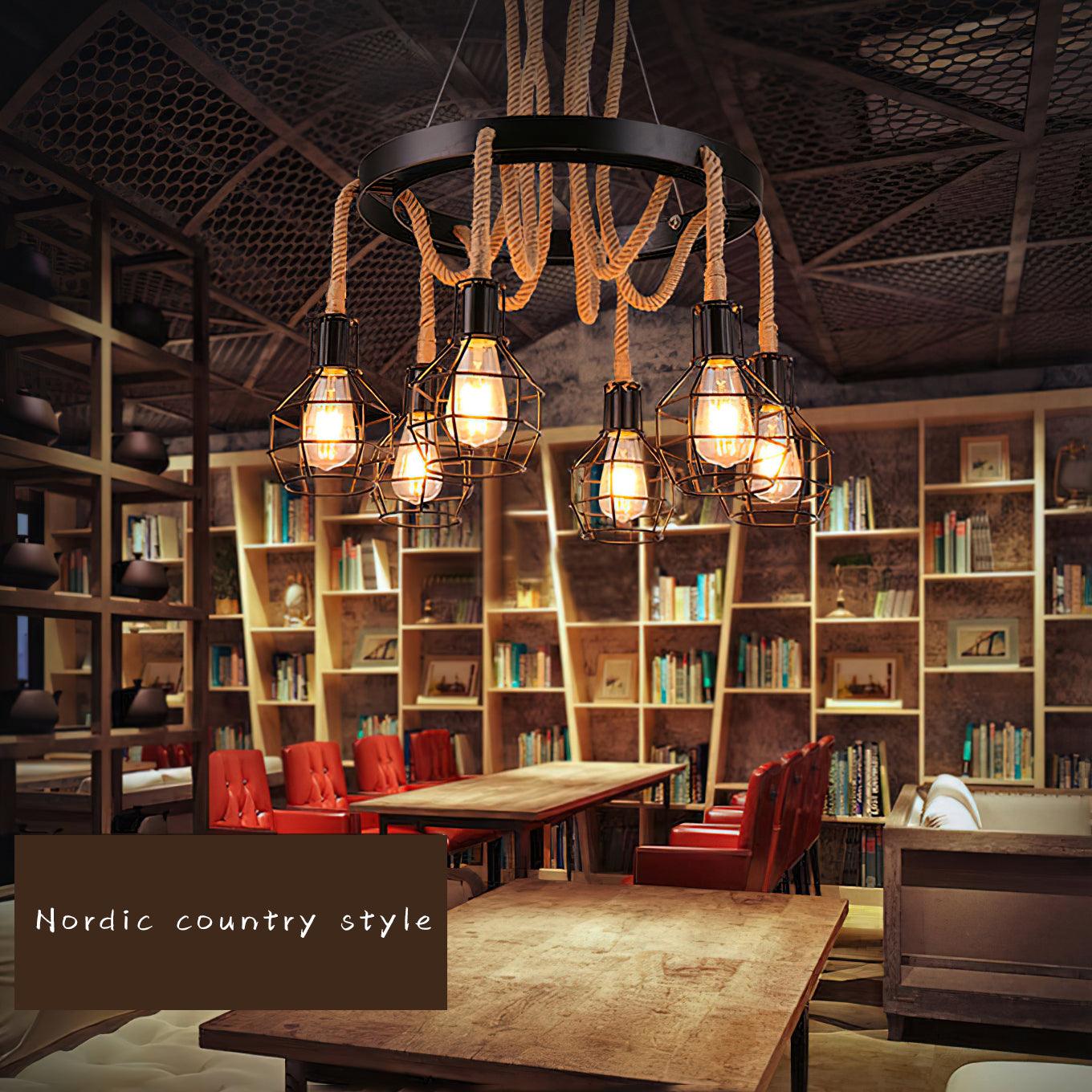 Hemp Rope Industrial Starfall Chandelier - Lamp Outdoor