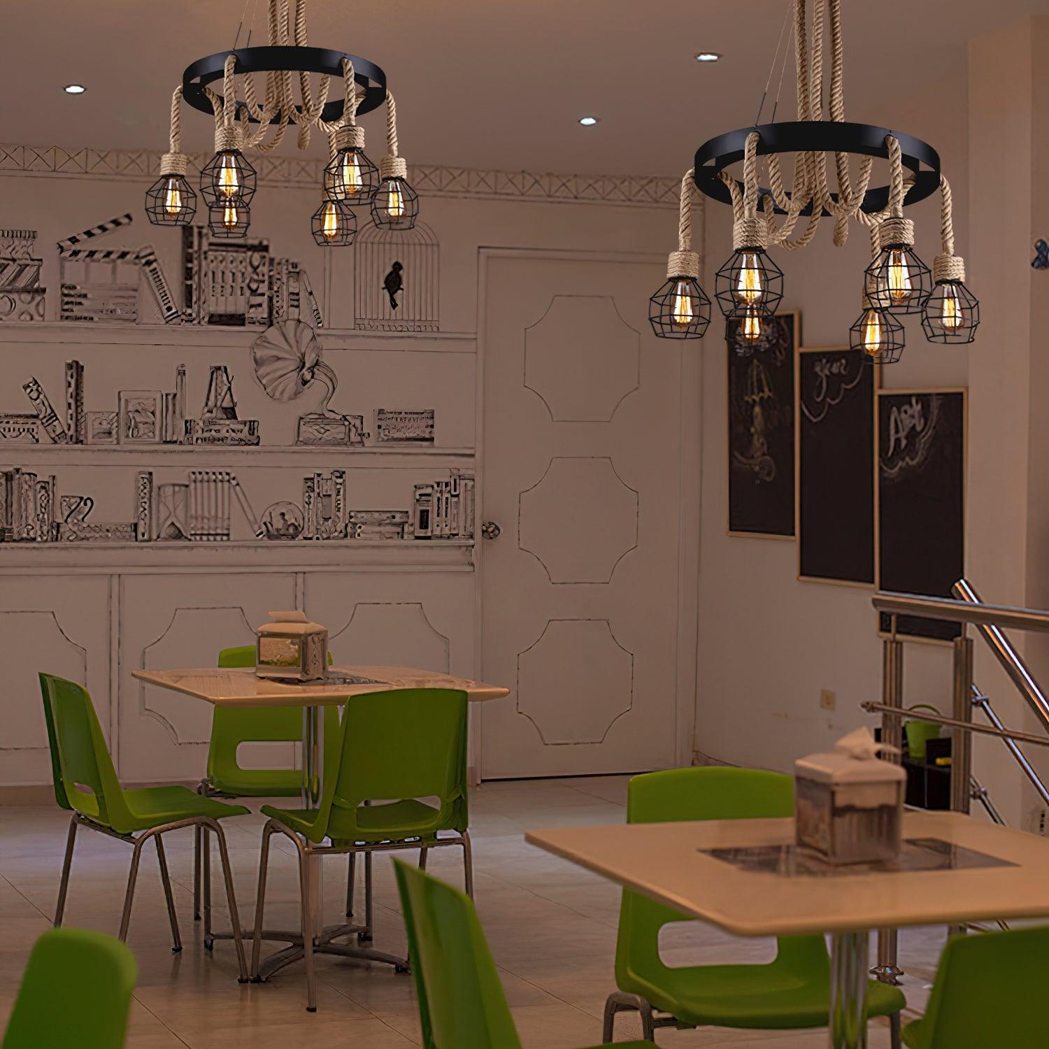 Hemp Rope Industrial Starfall Chandelier - Lamp Outdoor